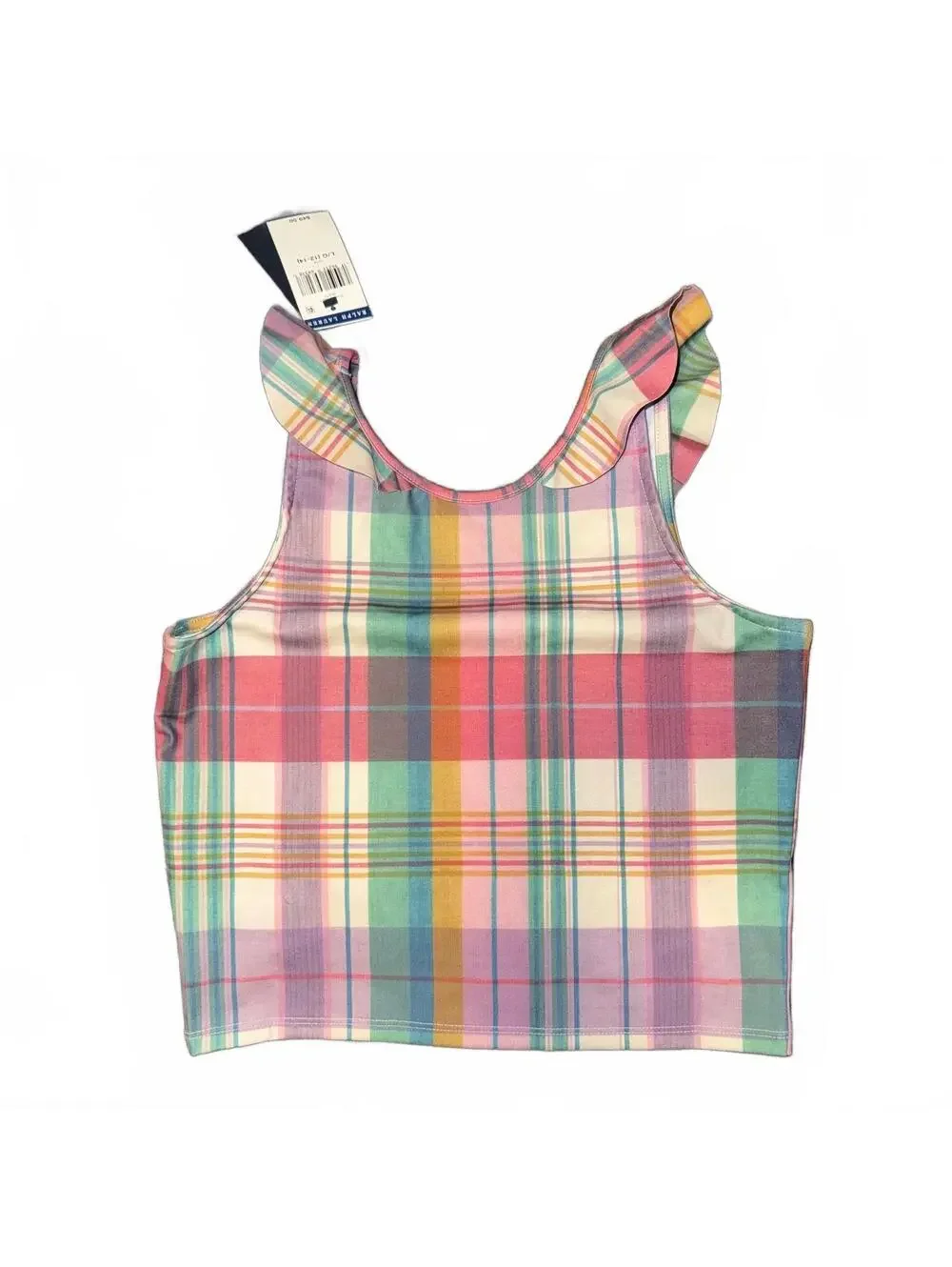 Polo Ralph Lauren Girls' Plaid Ruffle Tank Top Size L (12-14)